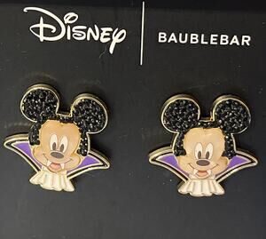 BaubleBar Disney Halloween Mickey Mouse Vampire Enamel Stud Earrings NEW Boxed